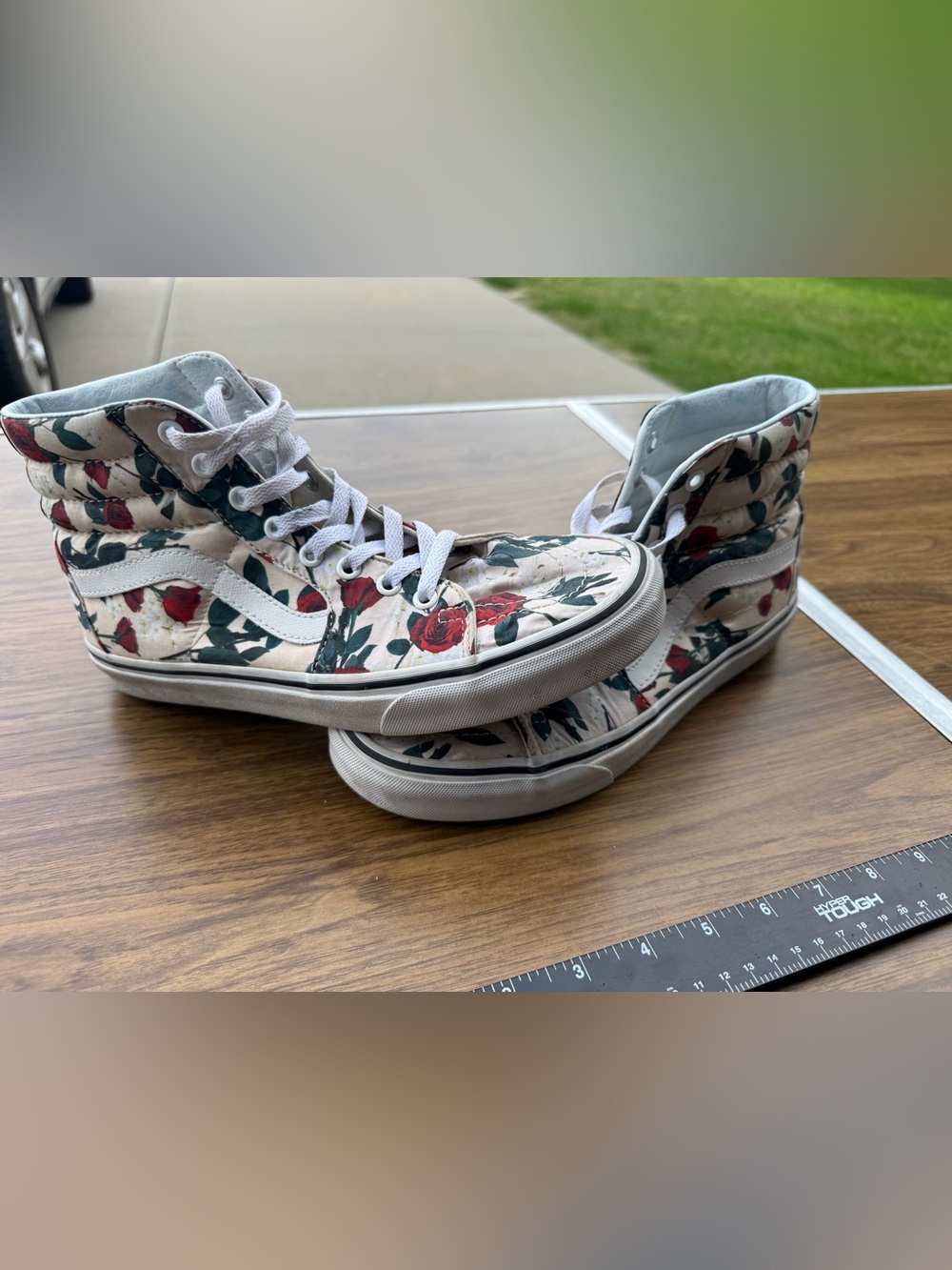 Vans Sk8-Hi High Top Canvas Sneakers Rose Print Shoe Size 8 Mens 9.5 Womens